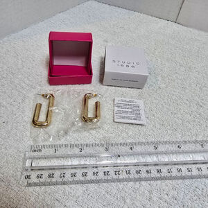 Women's STUDIO 1886 Gold Sunlit Link Hoop Earrings One Size